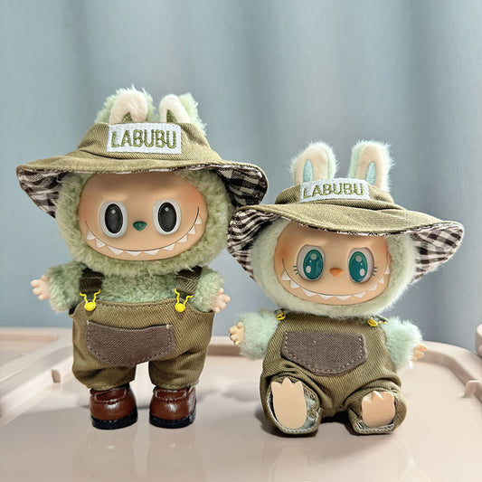 Bubu Monsters clothes pendant sit party green fisherman overalls