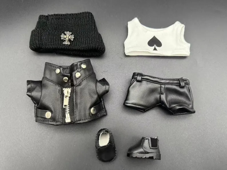 Bubu Monsters Clothes (doll not included) | Bubu Outfit | Leather Punk Outfit – jacket, pants, nest, hat, shoes