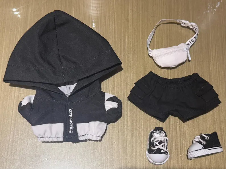 Bubu Monsters Clothes (doll not included) | Labubu Outfit | Neon Punk Outfit – jacket, cargo pants, shoes, slanting backpack