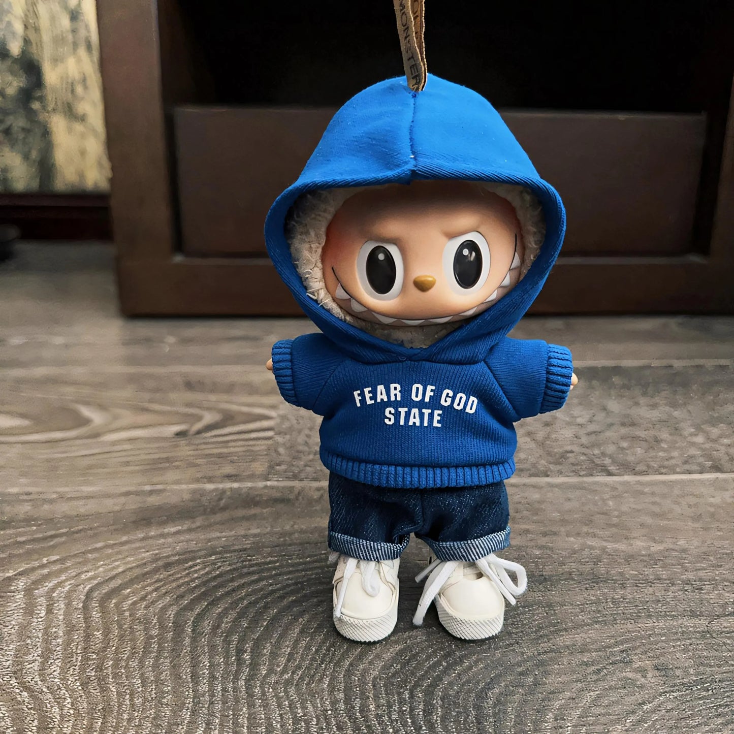 Bubu Monsters Doll Clothes Streetwear Hoodie Set with Denim Jeans and Sneakers Lafufu Outfit Urban Style (Doll Not Included)
